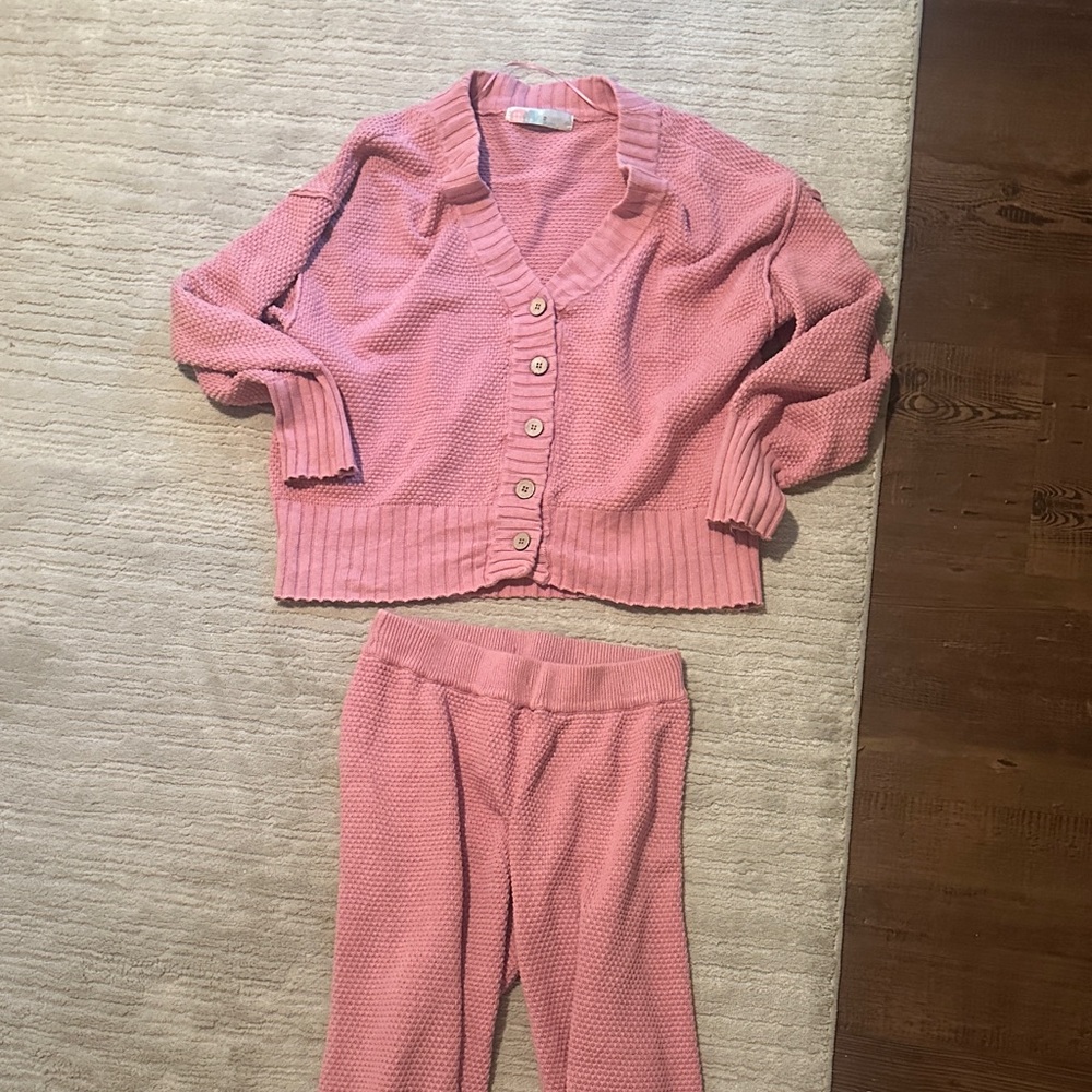 We The Free Pink Track Pants & Cardigan Set